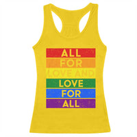 Vintage All For Love And Love For All Racerback Tank Top Pride Month Rainbow Graphic