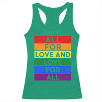 Vintage All For Love And Love For All Racerback Tank Top Pride Month Rainbow Graphic