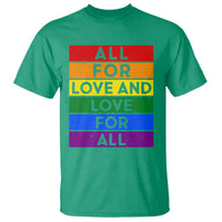 Vintage All For Love And Love For All T Shirt Pride Month Rainbow Graphic