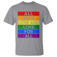 Vintage All For Love And Love For All T Shirt Pride Month Rainbow Graphic