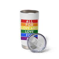 Vintage All For Love And Love For All Tumbler Cup Pride Month Rainbow Graphic
