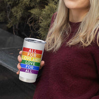 Vintage All For Love And Love For All Tumbler Cup Pride Month Rainbow Graphic