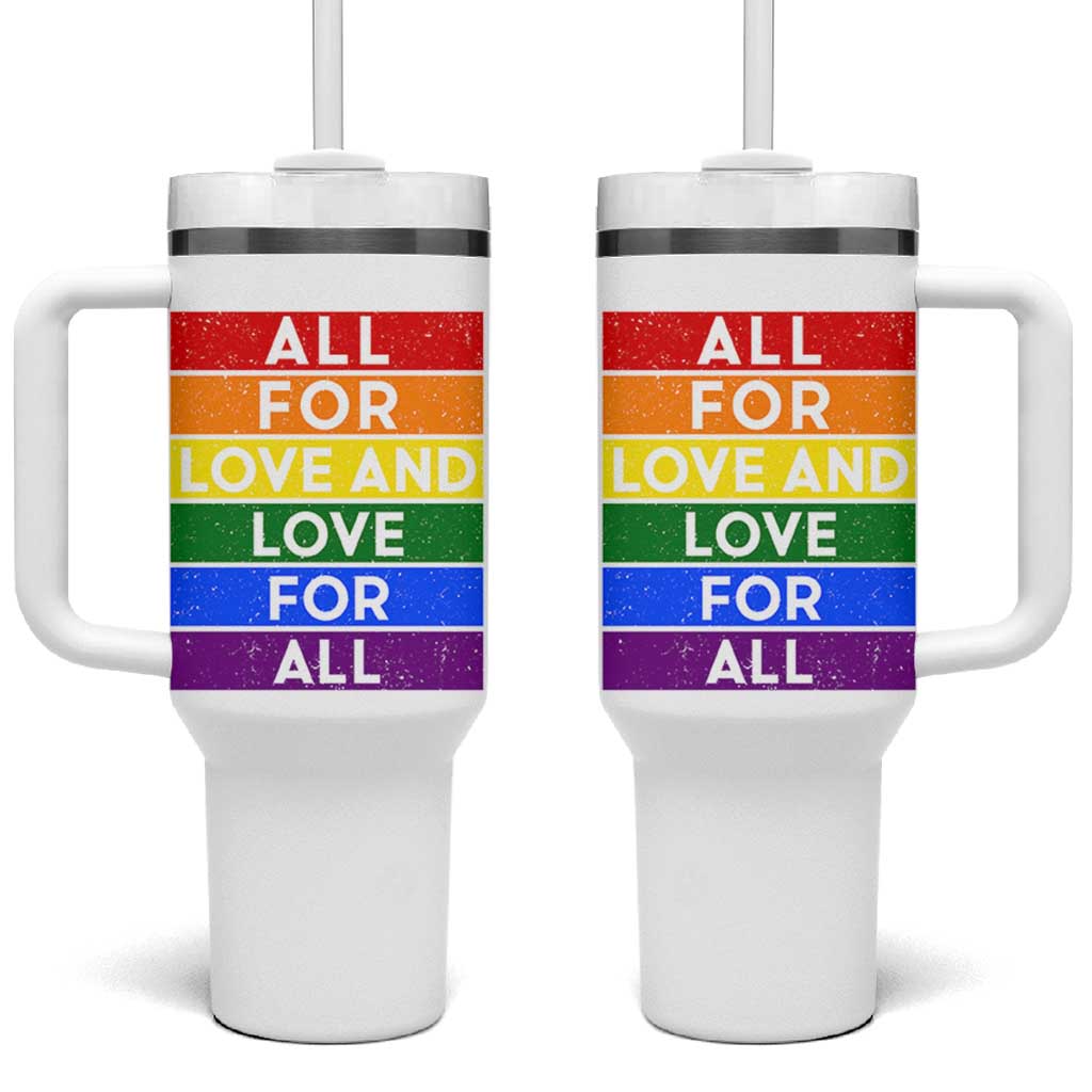 Vintage All For Love And Love For All Tumbler With Handle Pride Month Rainbow Graphic
