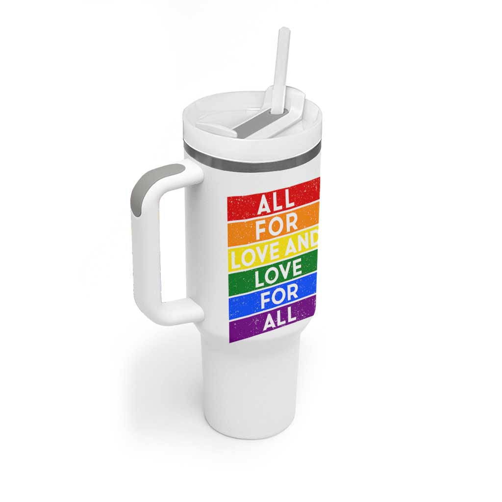 Vintage All For Love And Love For All Tumbler With Handle Pride Month Rainbow Graphic