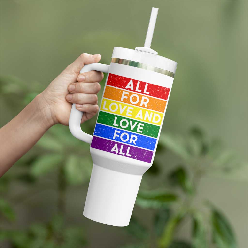 Vintage All For Love And Love For All Tumbler With Handle Pride Month Rainbow Graphic