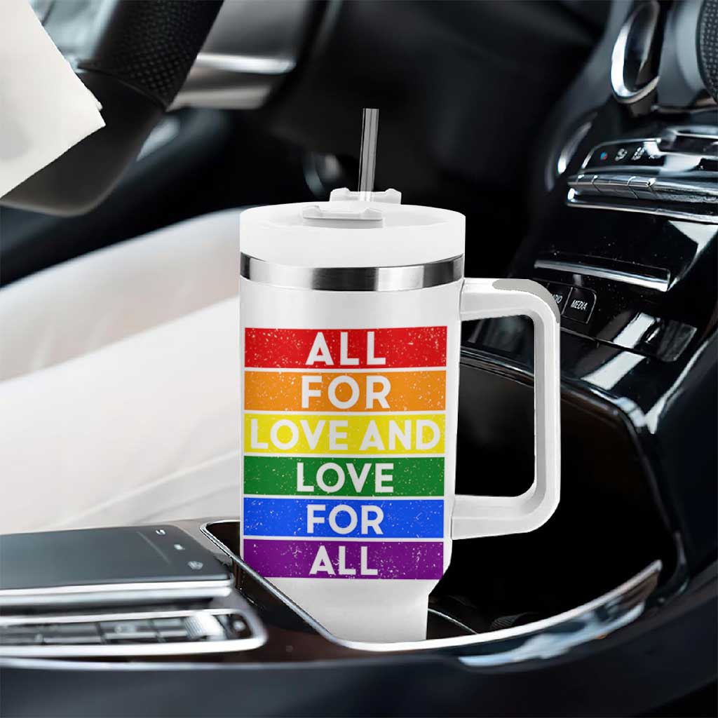 Vintage All For Love And Love For All Tumbler With Handle Pride Month Rainbow Graphic