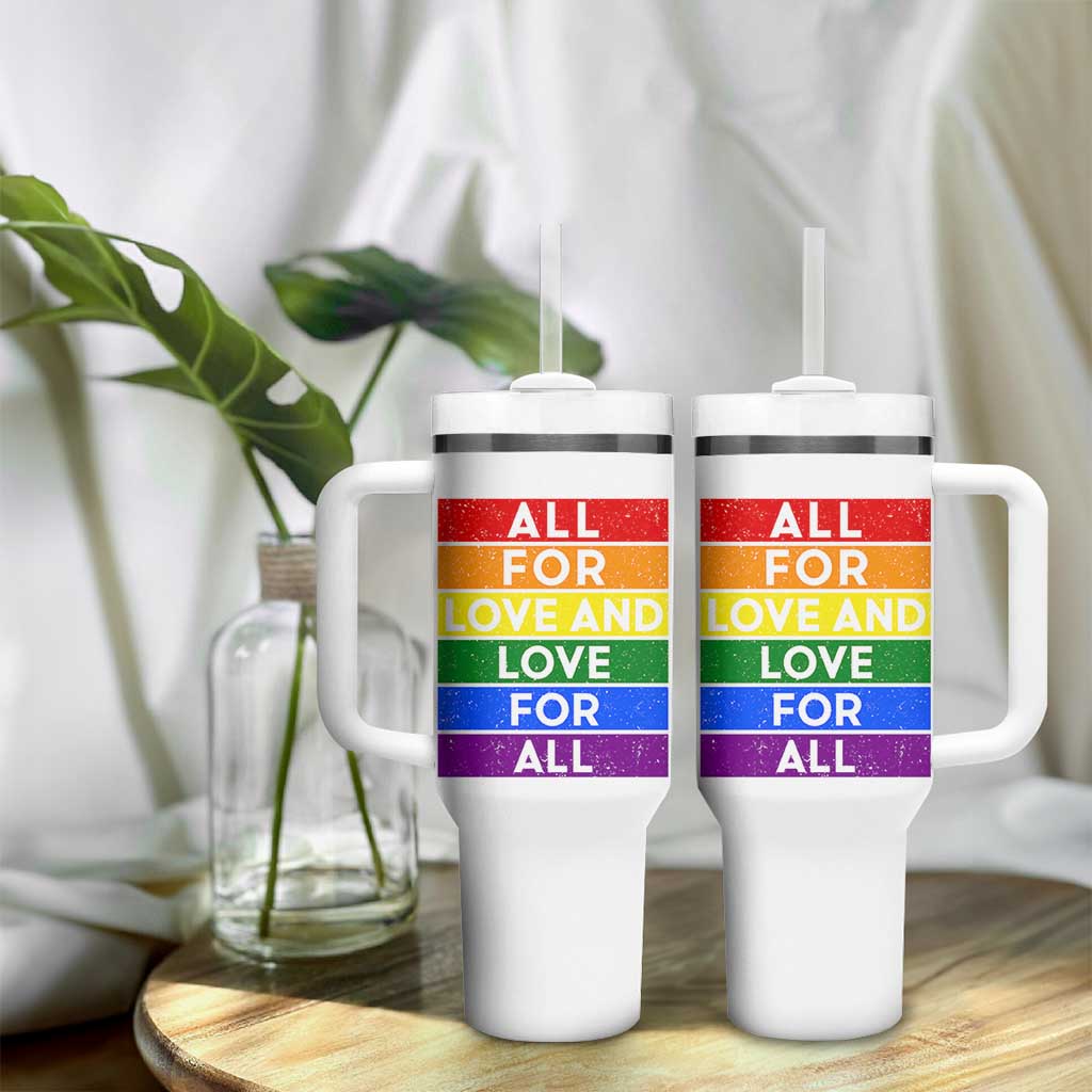 Vintage All For Love And Love For All Tumbler With Handle Pride Month Rainbow Graphic