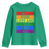 Vintage All For Love And Love For All Youth Sweatshirt Pride Month Rainbow Graphic