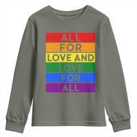 Vintage All For Love And Love For All Youth Sweatshirt Pride Month Rainbow Graphic