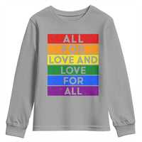 Vintage All For Love And Love For All Youth Sweatshirt Pride Month Rainbow Graphic