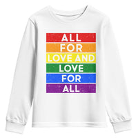 Vintage All For Love And Love For All Youth Sweatshirt Pride Month Rainbow Graphic