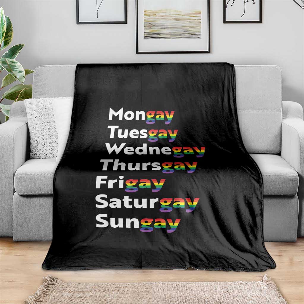 Rainbow Days Of The Week Mongay Tuesgay Throw Blanket Funny LGBT Pride Month