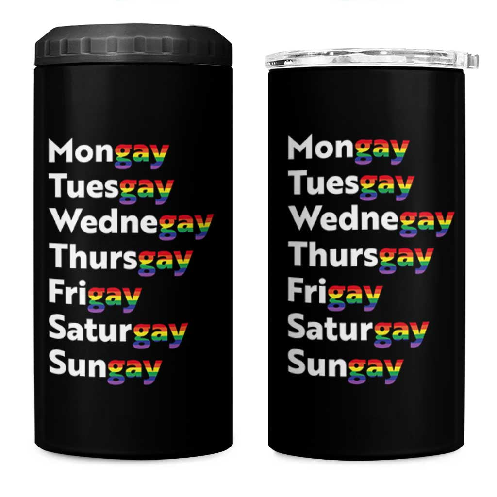Rainbow Days Of The Week Mongay Tuesgay 4 in 1 Can Cooler Tumbler Funny LGBT Pride Month