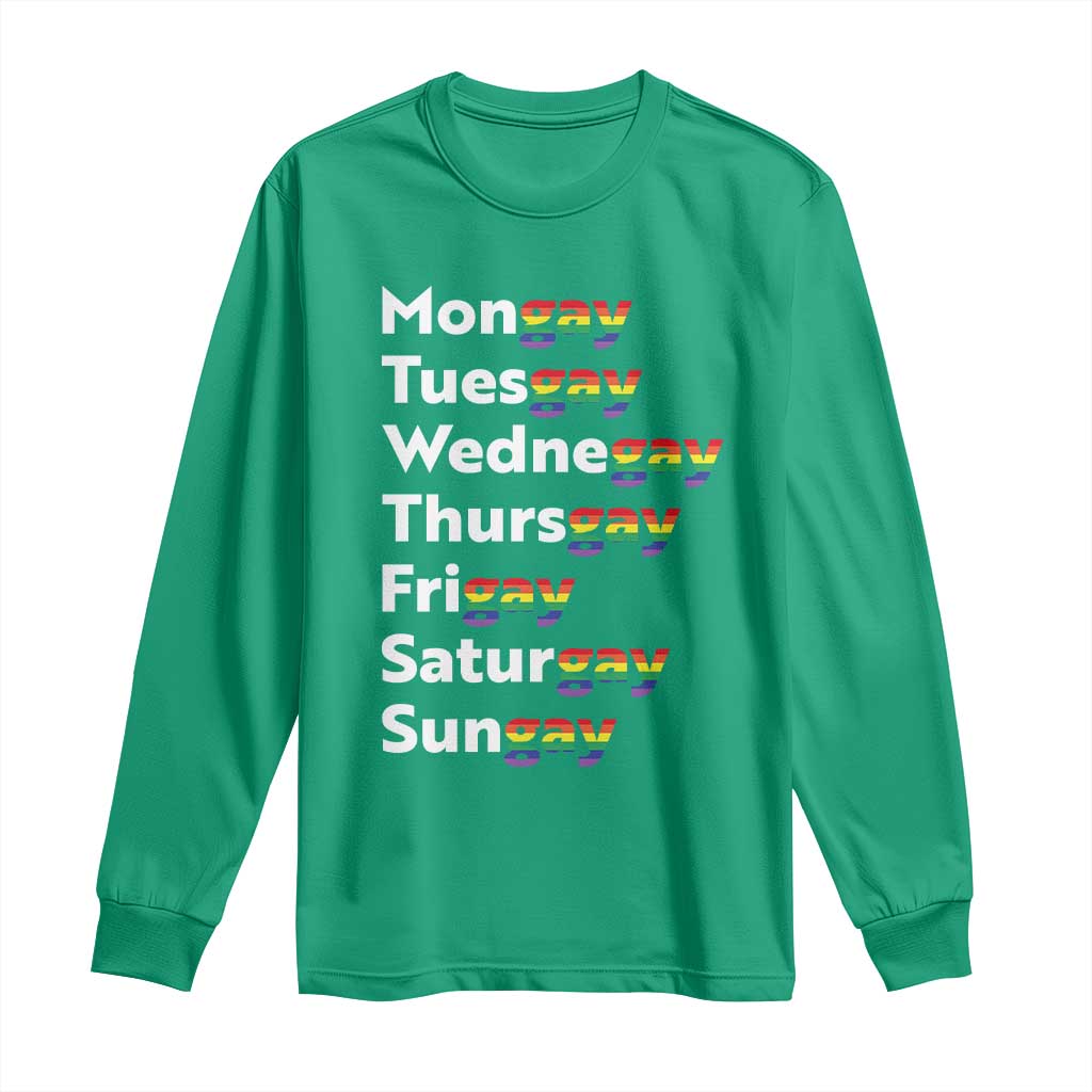 Rainbow Days Of The Week Mongay Tuesgay Long Sleeve Shirt Funny LGBT Pride Month