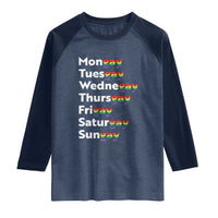 Rainbow Days Of The Week Mongay Tuesgay Raglan Shirt Funny LGBT Pride Month