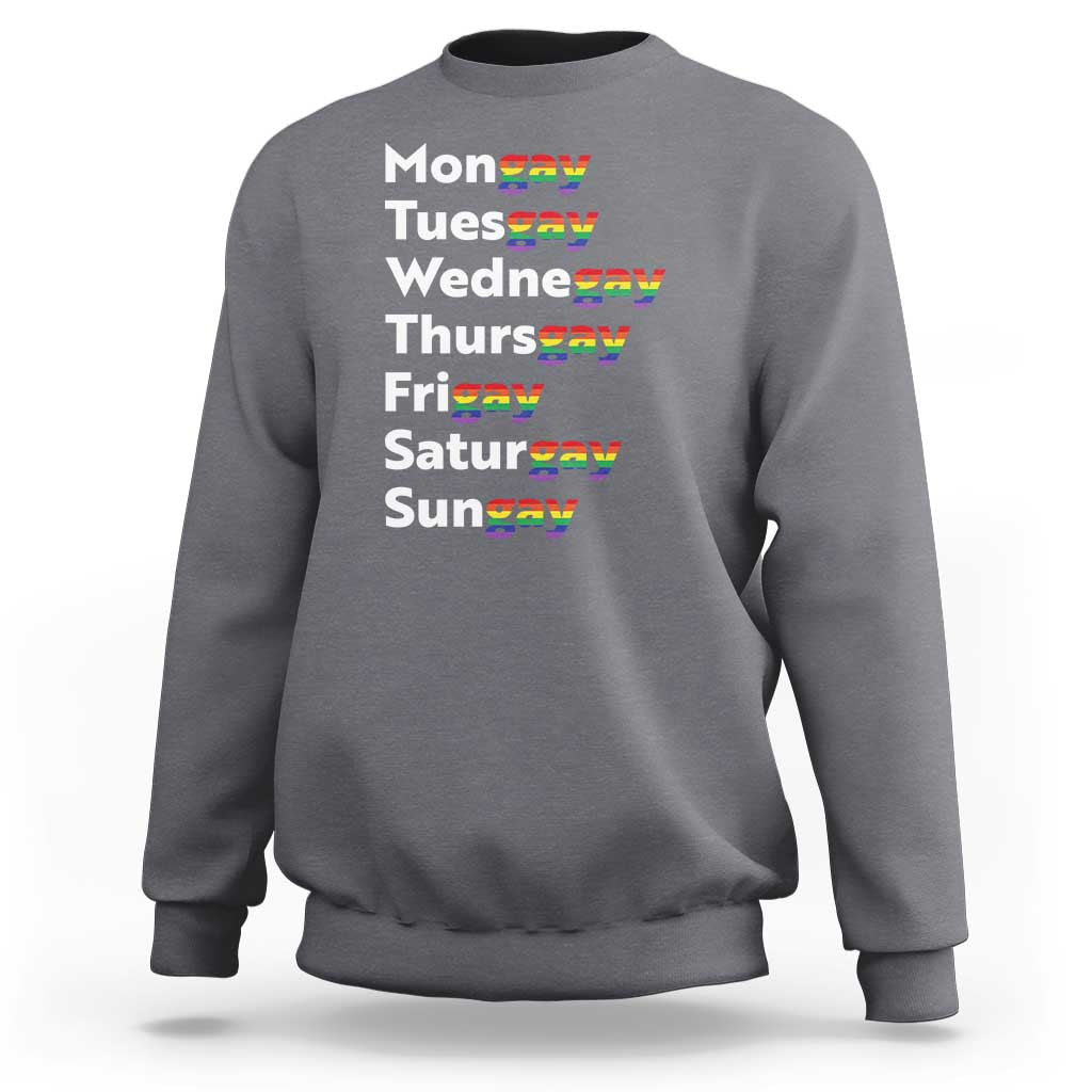 Rainbow Days Of The Week Mongay Tuesgay Sweatshirt Funny LGBT Pride Month
