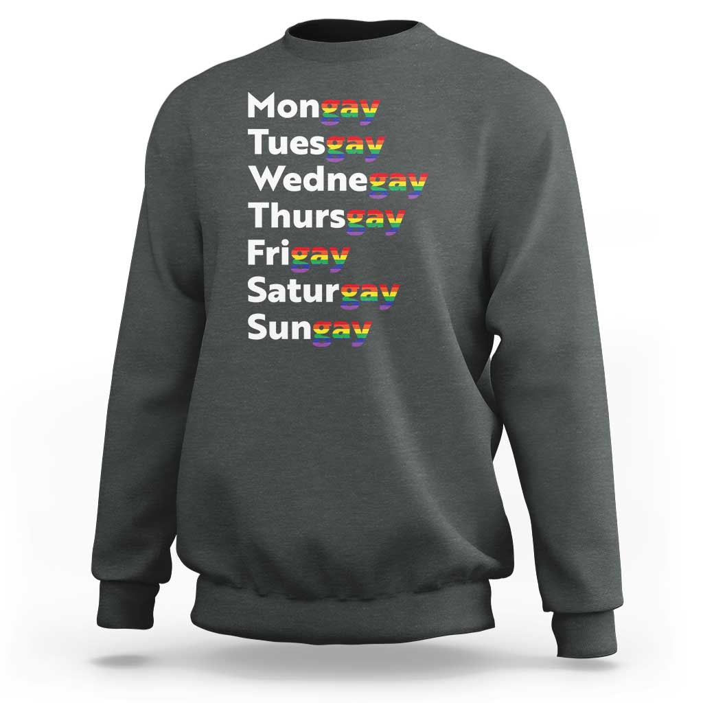Rainbow Days Of The Week Mongay Tuesgay Sweatshirt Funny LGBT Pride Month
