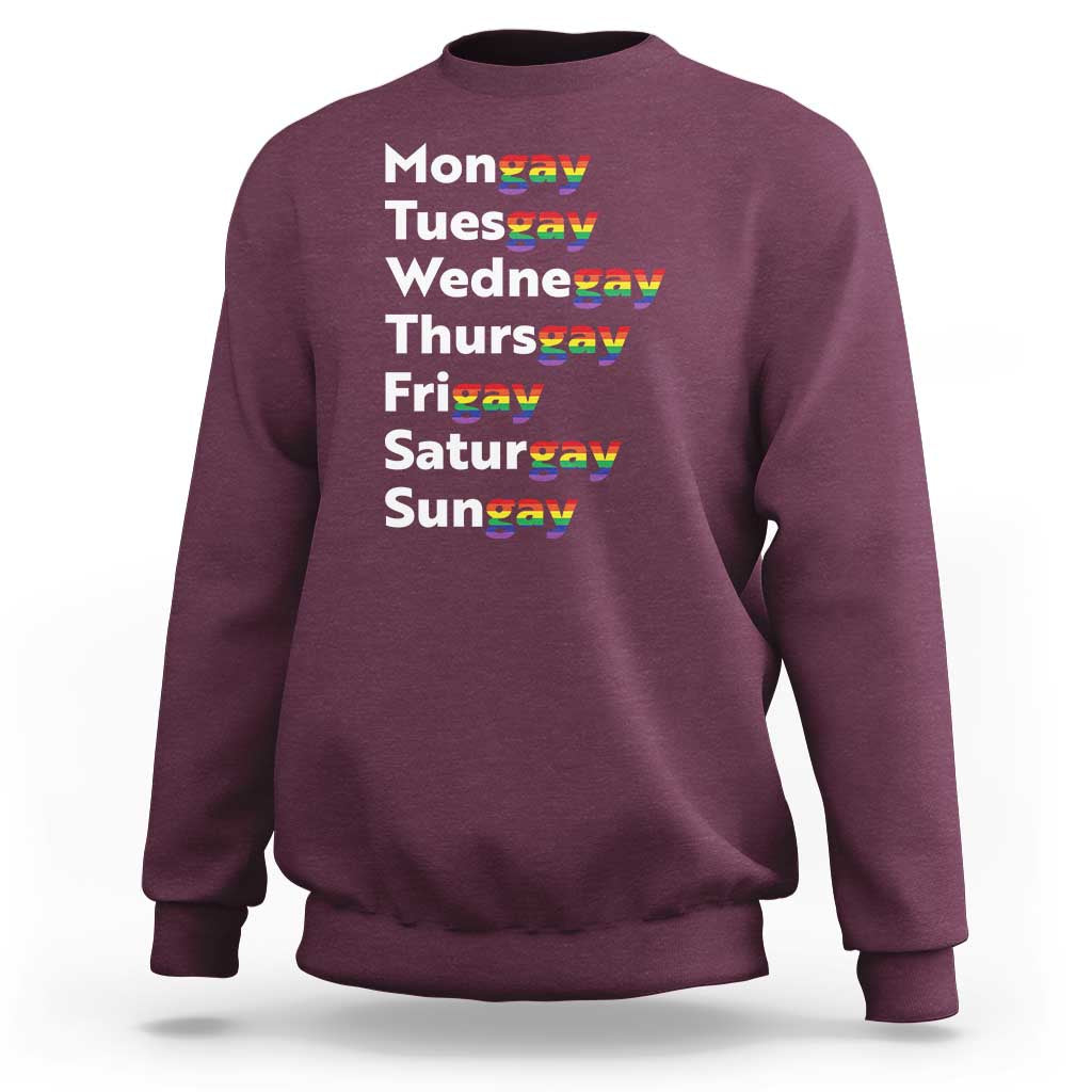 Rainbow Days Of The Week Mongay Tuesgay Sweatshirt Funny LGBT Pride Month