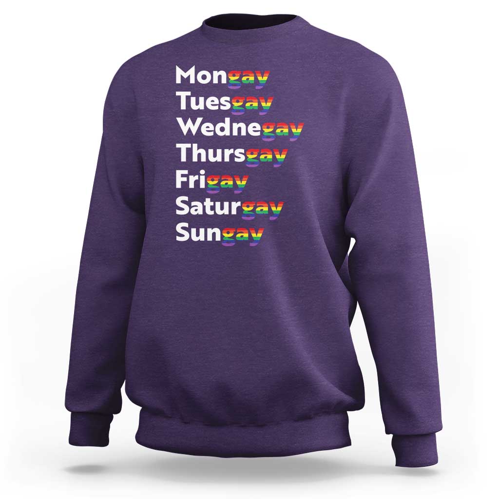 Rainbow Days Of The Week Mongay Tuesgay Sweatshirt Funny LGBT Pride Month