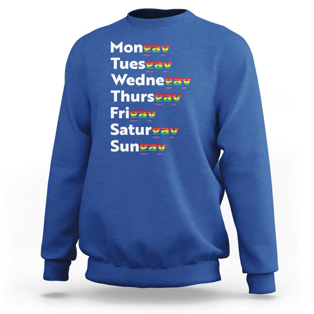 Rainbow Days Of The Week Mongay Tuesgay Sweatshirt Funny LGBT Pride Month
