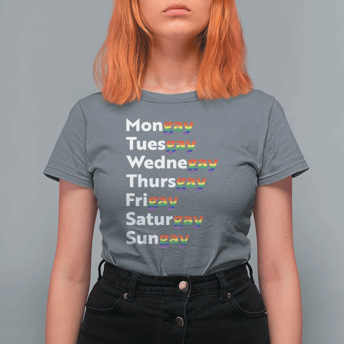 Rainbow Days Of The Week Mongay Tuesgay T Shirt For Women Funny LGBT Pride Month