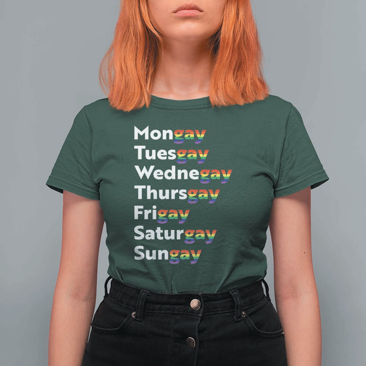 Rainbow Days Of The Week Mongay Tuesgay T Shirt For Women Funny LGBT Pride Month