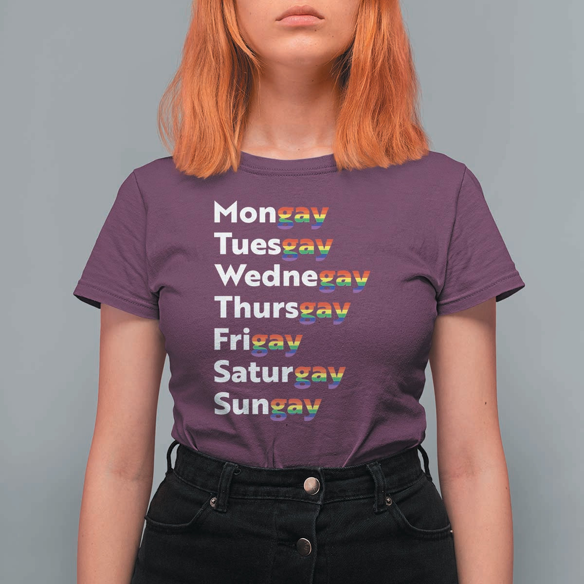 Rainbow Days Of The Week Mongay Tuesgay T Shirt For Women Funny LGBT Pride Month