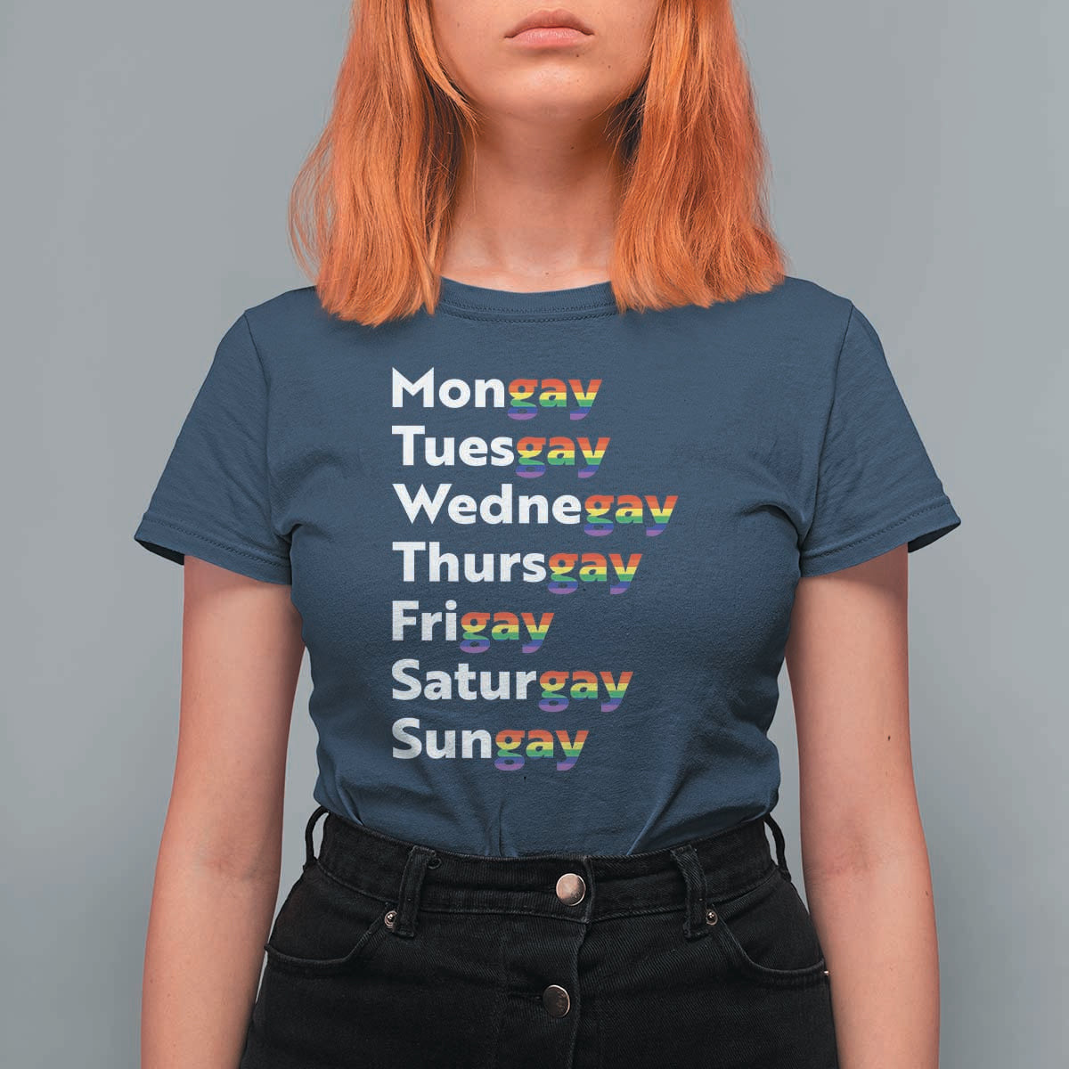 Rainbow Days Of The Week Mongay Tuesgay T Shirt For Women Funny LGBT Pride Month
