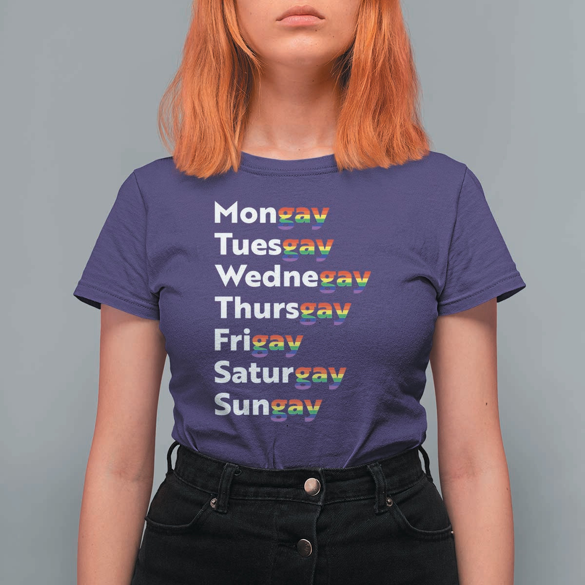 Rainbow Days Of The Week Mongay Tuesgay T Shirt For Women Funny LGBT Pride Month