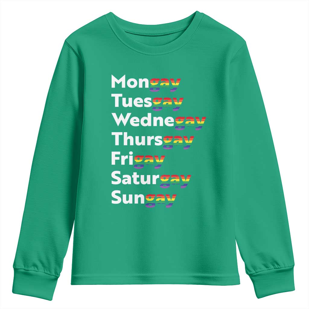 Rainbow Days Of The Week Mongay Tuesgay Youth Sweatshirt Funny LGBT Pride Month