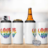 Love Is Love LGBTQ Pride 4 in 1 Can Cooler Tumbler Rainbow Flag Community