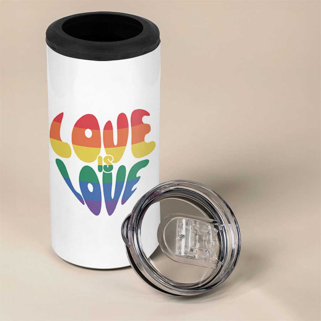 Love Is Love LGBTQ Pride 4 in 1 Can Cooler Tumbler Rainbow Flag Community