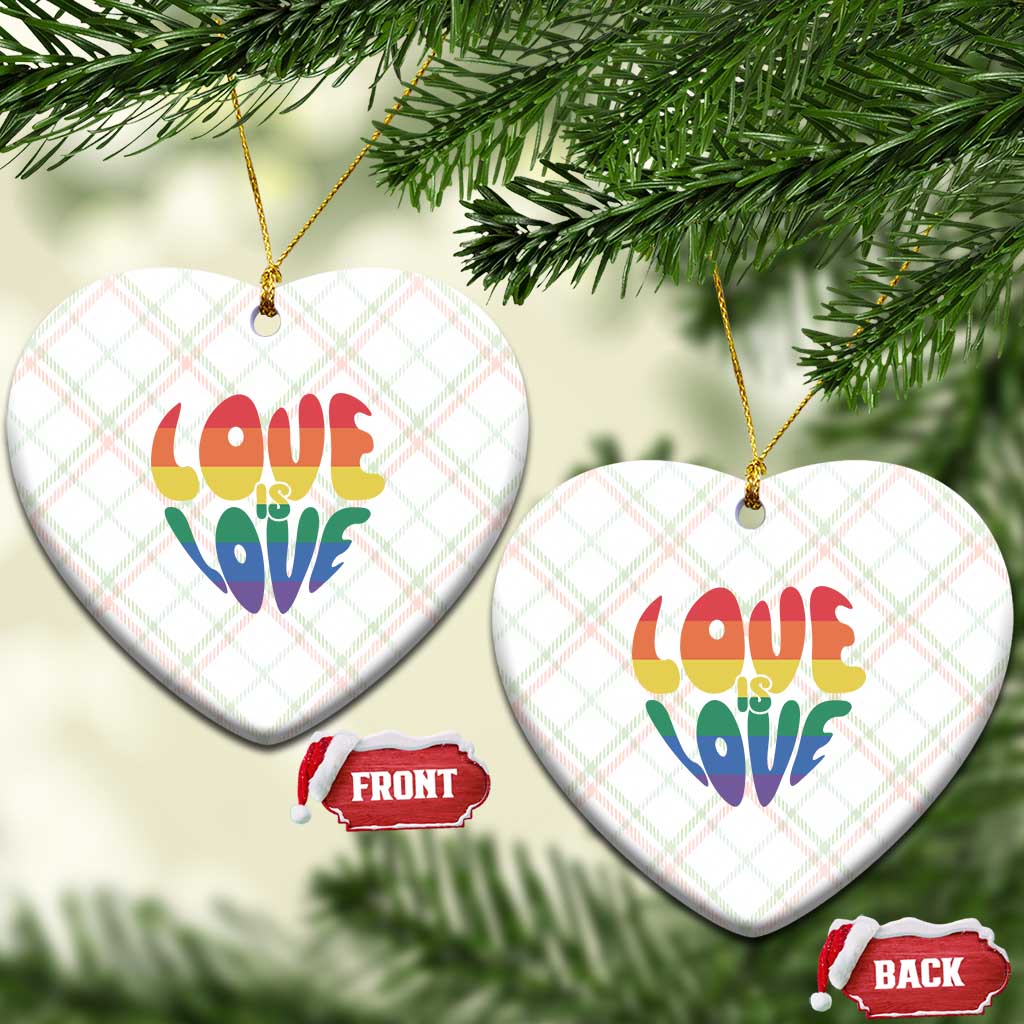 Love Is Love LGBTQ Pride Ceramic Ornament Rainbow Flag Community