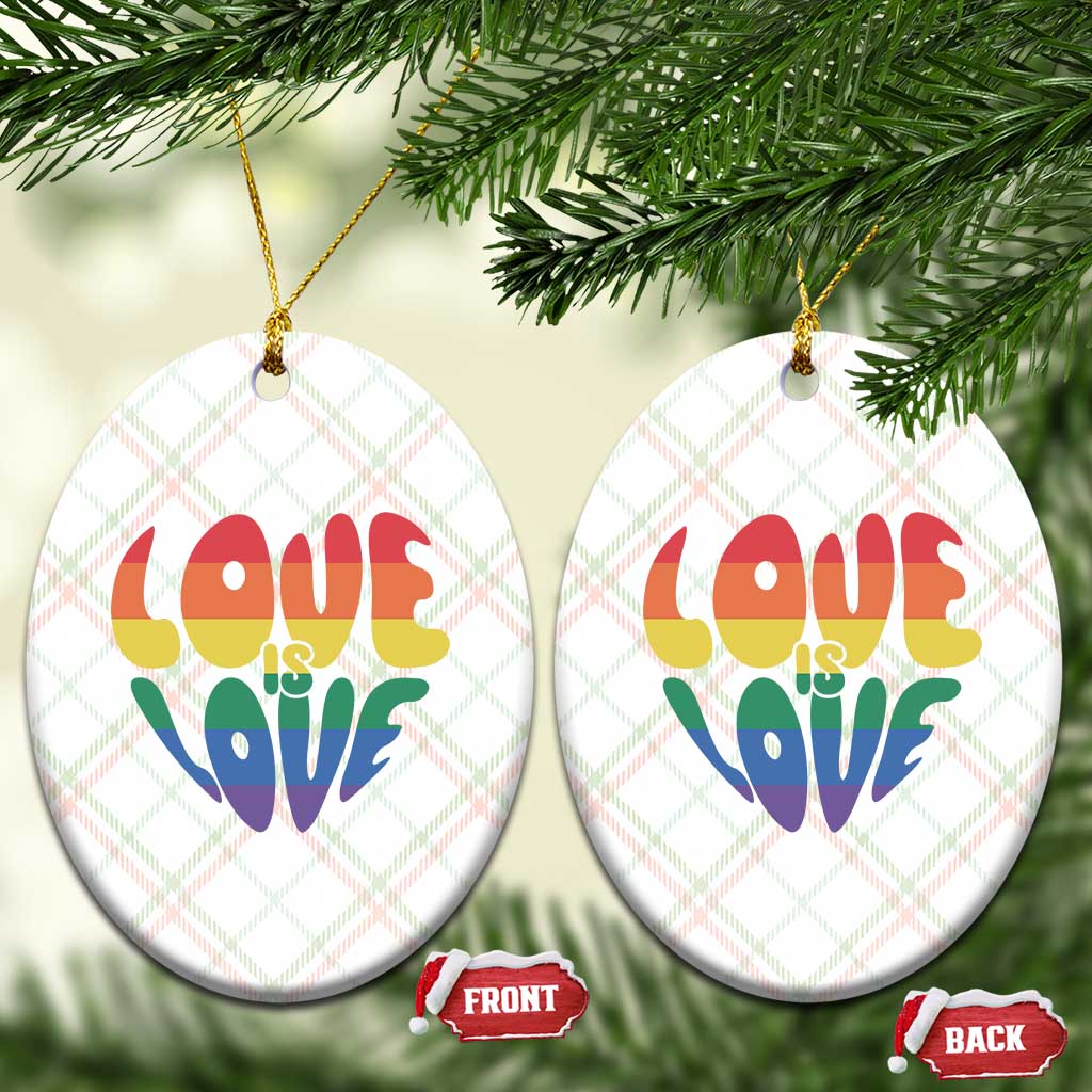 Love Is Love LGBTQ Pride Ceramic Ornament Rainbow Flag Community