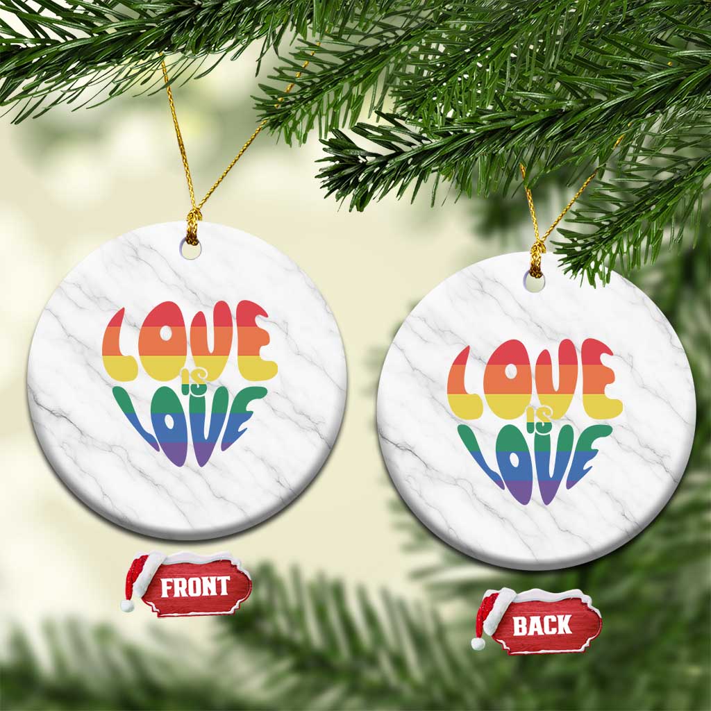 Love Is Love LGBTQ Pride Ceramic Ornament Rainbow Flag Community