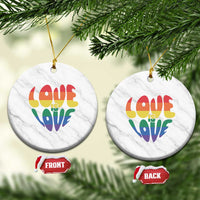 Love Is Love LGBTQ Pride Ceramic Ornament Rainbow Flag Community