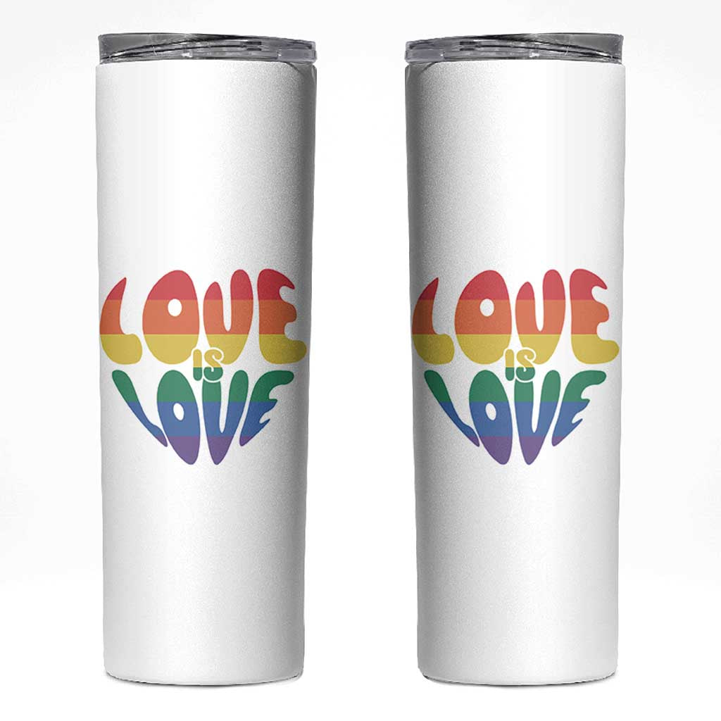 Love Is Love LGBTQ Pride Skinny Tumbler Rainbow Flag Community