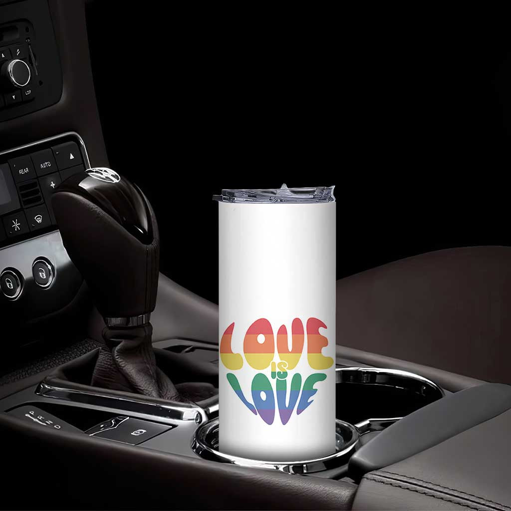 Love Is Love LGBTQ Pride Skinny Tumbler Rainbow Flag Community