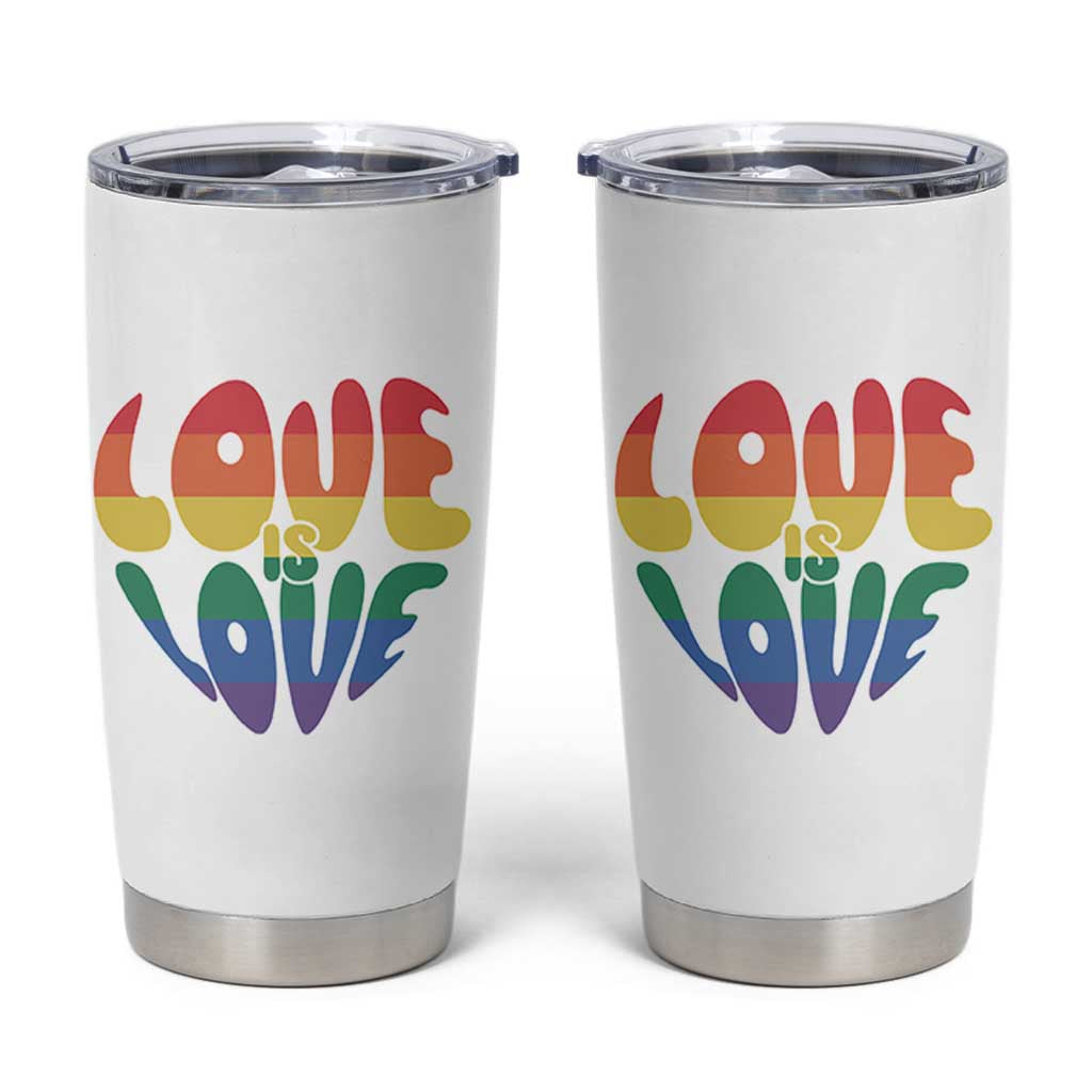 Love Is Love LGBTQ Pride Tumbler Cup Rainbow Flag Community