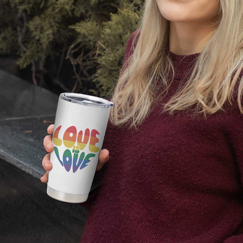 Love Is Love LGBTQ Pride Tumbler Cup Rainbow Flag Community