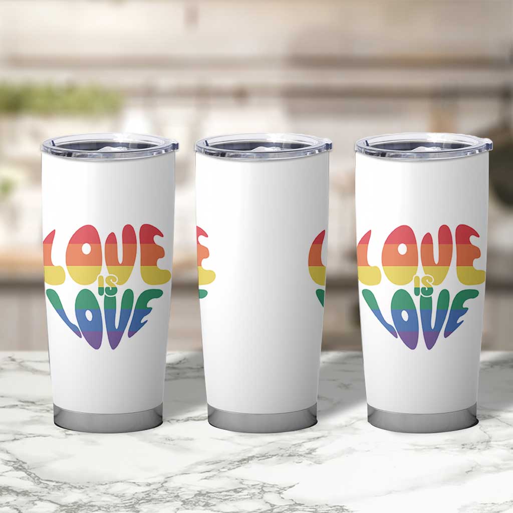 Love Is Love LGBTQ Pride Tumbler Cup Rainbow Flag Community