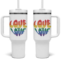 Love Is Love LGBTQ Pride Tumbler With Handle Rainbow Flag Community
