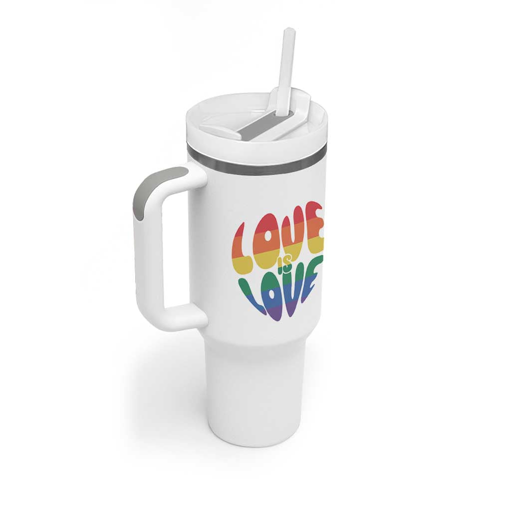 Love Is Love LGBTQ Pride Tumbler With Handle Rainbow Flag Community