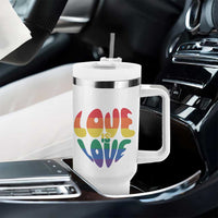 Love Is Love LGBTQ Pride Tumbler With Handle Rainbow Flag Community