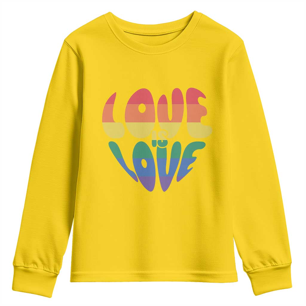 Love Is Love LGBTQ Pride Youth Sweatshirt Rainbow Flag Community