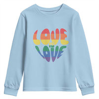 Love Is Love LGBTQ Pride Youth Sweatshirt Rainbow Flag Community