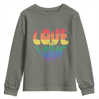 Love Is Love LGBTQ Pride Youth Sweatshirt Rainbow Flag Community