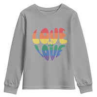 Love Is Love LGBTQ Pride Youth Sweatshirt Rainbow Flag Community