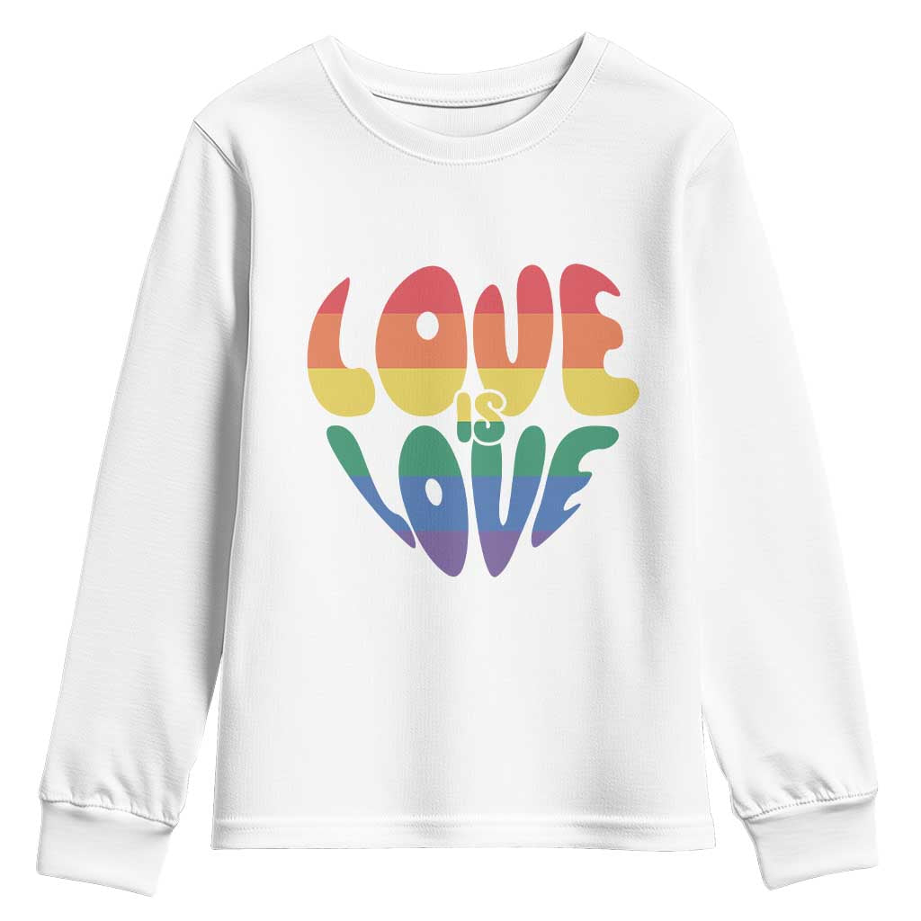 Love Is Love LGBTQ Pride Youth Sweatshirt Rainbow Flag Community