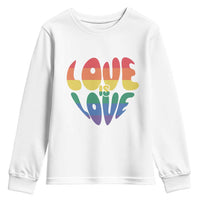 Love Is Love LGBTQ Pride Youth Sweatshirt Rainbow Flag Community